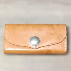 【財布】 栃木レザー 長財布 コンチョ ボタン 付き 本革 レザー ブラウン系