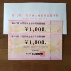 ビックカメラ 株主優待券 2,000円分 有効期限2025年11月30日