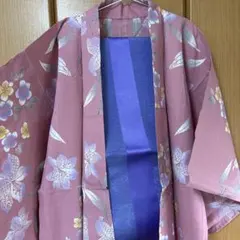 花柄ピンク浴衣・紫帯セット