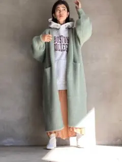 BLACK by MOUSSY グリーン ロングカーディガン　コート　レディース