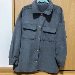グレー M ボタン付きジャケット
