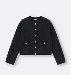 GU ツイーディーニットカーディガン 【M】ネイビー