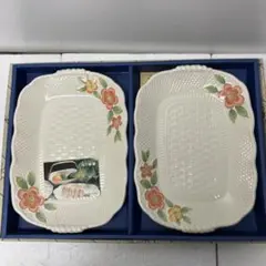 花柄陶器皿2枚セット