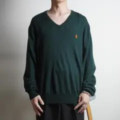POLO RALPH LAUREN Vネック ウールニット ロゴ刺繍 /BZ82