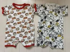 ロンパース　パジャマ　おさるのジョージ　スヌーピー ２着セット