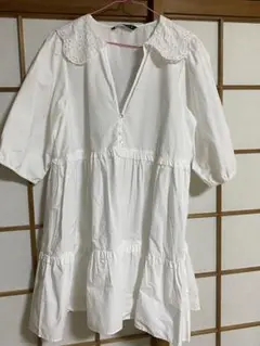 新品ZARAコットンレース襟ミニワンピース