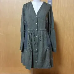 GAPカーキ　長袖シャツワンピース