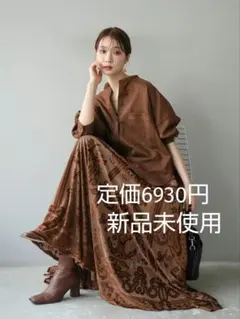 アンティーク柄フロッキーマキシスカート ボリュームロングスカート Lumier