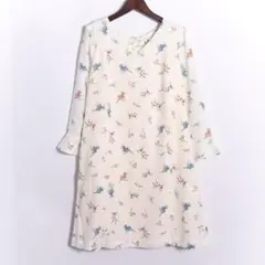 Ray Cassin 新品 フレア袖花柄ワンピース オフホワイト F