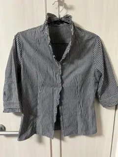 COMME CA ISM ストライプ 五分袖シャツ L