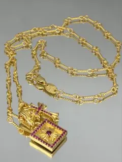 クロス＆スクエアチャーム ネックレス 22Kカラー ツイストチェーン 52cm