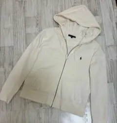 ラルフローレン ポニー刺繍 ジップパーカー アイボリー 裏起毛 レディースM