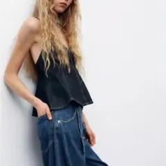 ZARA ゴデデニムトップス デニムビスチェ ZARA Lサイズ