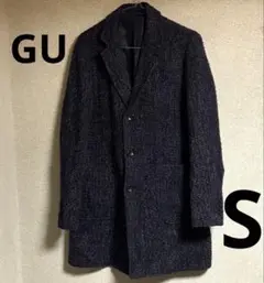 GU ツイード チェスターコート ネイビー Sサイズ