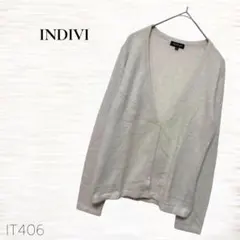 INDIVI/カーディガン/Ｍ相当/Vネック/アンゴラ混/ラメ入り/羽織り/上品のサムネイル