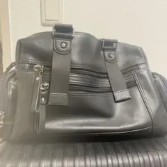 高級　PROVENZANO カイマンレザー　ボディバッグ　羊革　ワニ革　黒　金具 高級 PROVENZANO カイマンレザー ボディバッグ 羊革 ワニ革 黒 金具