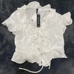 H&M フリルリボンカーディガン