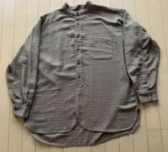CENT WELL 長袖 スタンドカラーシャツ ベージュ 柄 XL 大きめ