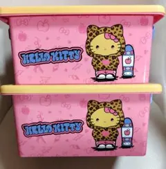 ハローキティ ヒョウ柄 収納ボックス 2個セット　コンテナボックス