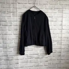 VIS ビス ノーカラー ジップアップ ブルゾン ネイビー M