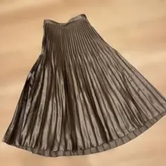 nano universe 艶ありプリーツロングスカート