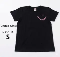 ユナイテッドアスレ レディースS 半袖Tシャツ 黒 ニコちゃん ママ 胸ロゴ