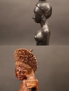 【即購入可】バリ島の木彫女性像／土産物／唐木・堅木／骨董／古美術／工芸／郷土玩具