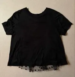 レースドット付き黒半袖Tシャツのサムネイル