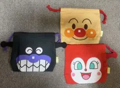 アンパンマン 巾着袋 3点セット アンパンマン ばいきんまん ドキンちゃん