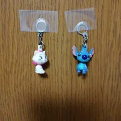 ディズニー マリー スティッチ チャーム 2点セット
