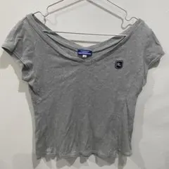 BURBERRY BLUE LABEL グレー Vネック Tシャツ 38