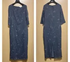 美品　casual corner ロングワンピース　総柄　シアー　シルク100%