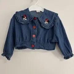 【美品】futafuta ミニーマウス刺繍デニムジャケット 80