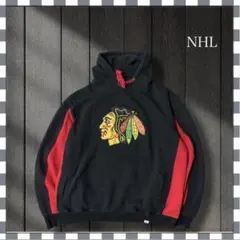 2428/NHLシカゴ•ブラックホークスチーム刺繍ロゴ パーカープルオーバーXL