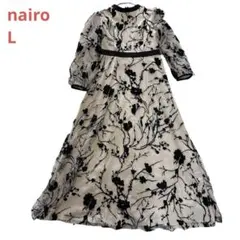 nairo ワンピース L ベージュ 花柄