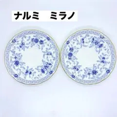 NARUMI　ナルミ　ミラノ　ソーサー　2枚　青花模様　金彩　匿名配送