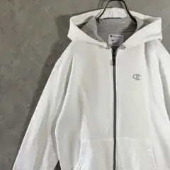 champion パーカー　フルジップ　刺繍ロゴ　ワンポイント　白　IW22