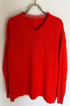 SIMPLE LIFE カシミヤ100% 長袖セーター / オレンジ