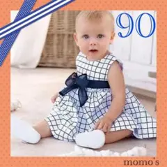 90 女の子 チェックリボンワンピース ベビー キッズ フォーマル かわいい