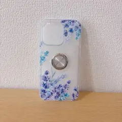 iPhone14Pro/13Pro ケース リング 透明 押し花風 クリア 花