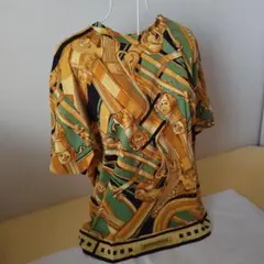【極美品】エルメス　コットン　カットソー　Ｔシャツ　カレ柄　リズムのサムネイル