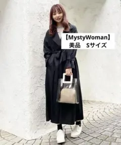 美品【MystyWoman】Sサイズブラックロングトレンチコート