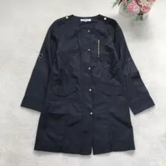 ナチュラルビューティーベーシック ノーカラージャケット スプリングコート
