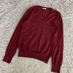 FRAY I.D フレイアイディー　羊毛　Vネックニット　セーター　ワインレッド