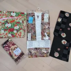 洗える着物 Mサイズ、２部式長襦袢、細帯セット