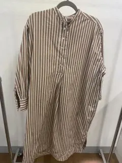 natural by clip コットンシャツロングワンピース　ストライプ柄