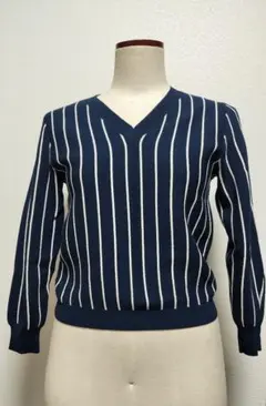 JILL STUART ネイビー ストライプ Vネック セーター M