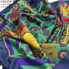 【極美品】CELINE セリーヌ シルク イタリア製 大判スカーフ ストール