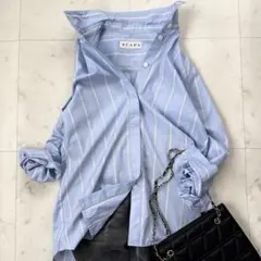 スキャパ　SCAPA コットン100 洗える　長袖シャツブラウス　ストライプ