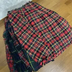 K ユーロ古着　チェック巻きスカート　ウール23着セットまとめ売りレディース